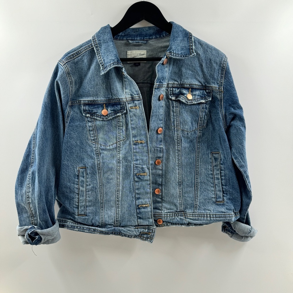 Universal Thread Distressed Cropped Denim Jacket … - image 1